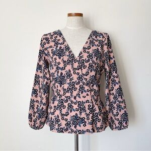 J. Crew Pink floral blouse top size 8 preowned